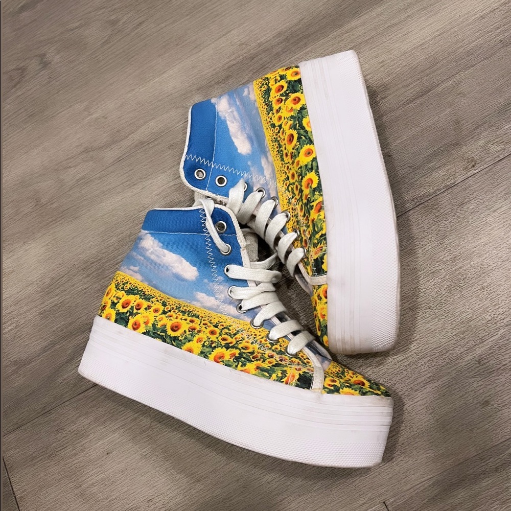 Jeffrey Campbell Sunflower & Sky Platforms Size 6 SO UNIQUE!🌻*Offers Welcome*